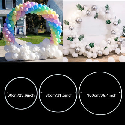 60/80/100cm Bricolage Arche de ballon en plastique Couronne Ballon Anneau pour Mariage Fête d’anniversaire