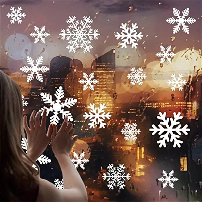 27 stickers flocons de neige de noël pour fenêtre et mur - Décoration de noël pour la maison et la nouvelle année 2021