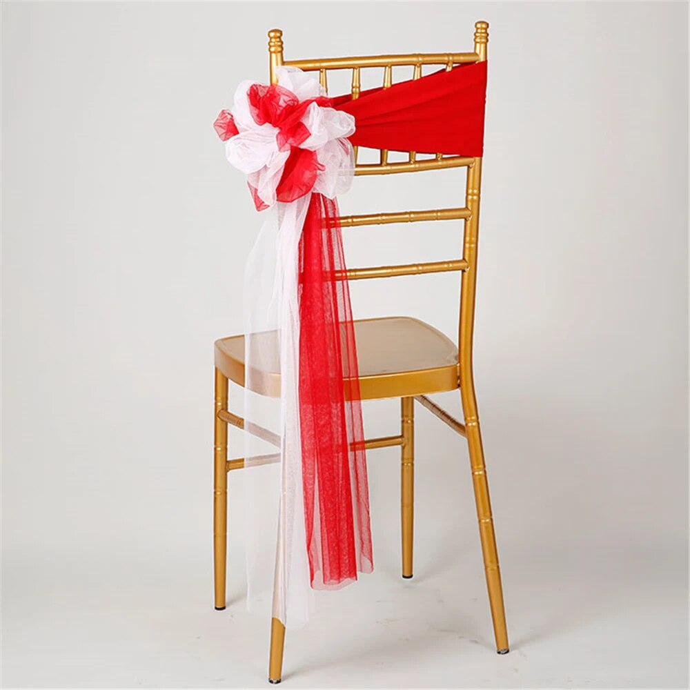 Dossards de chaises pour toutes fêtes - Rouleau de tulle décoratif pour chaises de mariage -