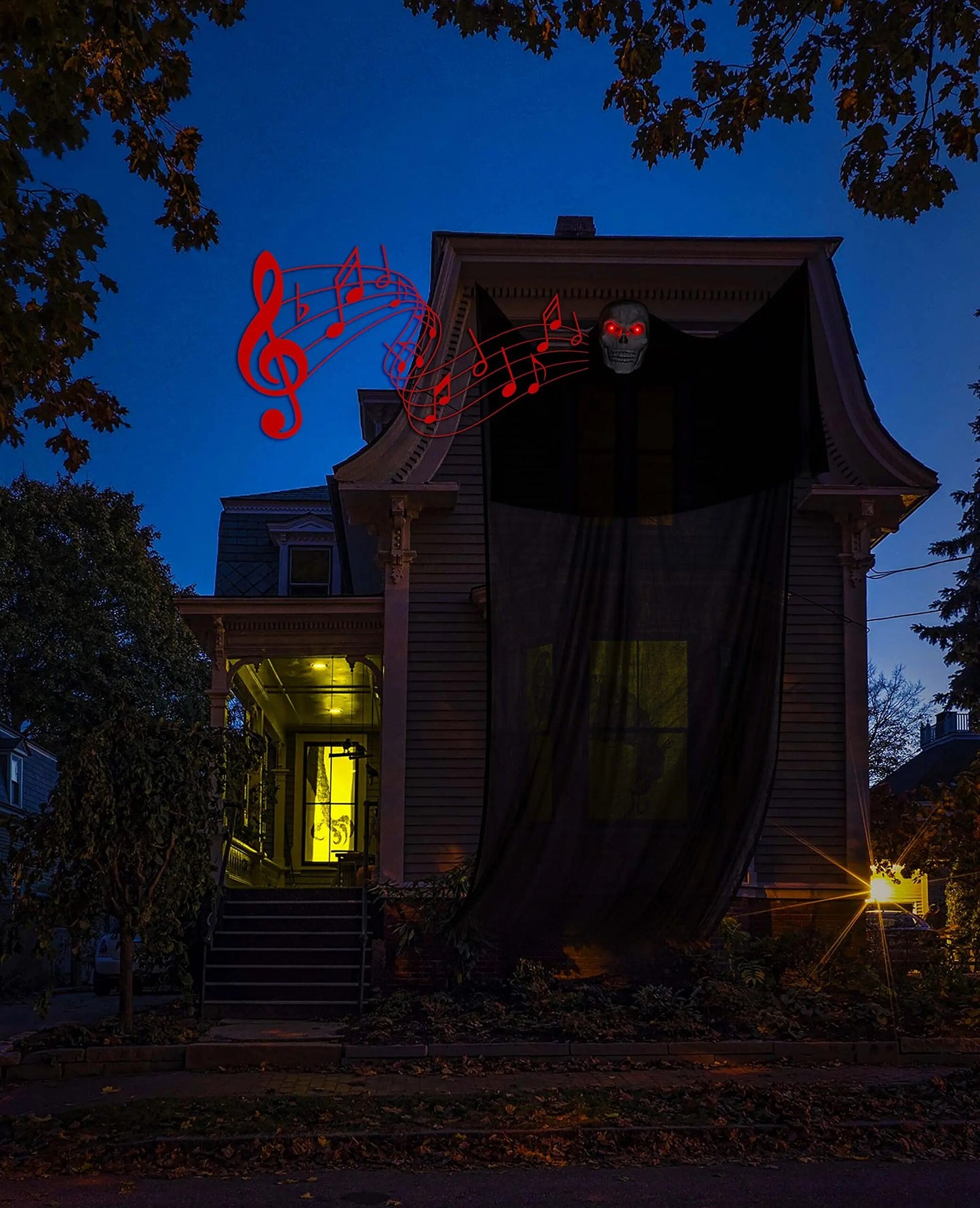 Fantôme d'Halloween suspendu avec LED - Une décoration effrayante