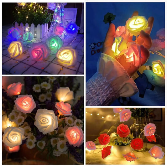 Guirlande Lumineuse de Roses Artificielles LED - Éclat Romantique pour des Moments Spéciaux