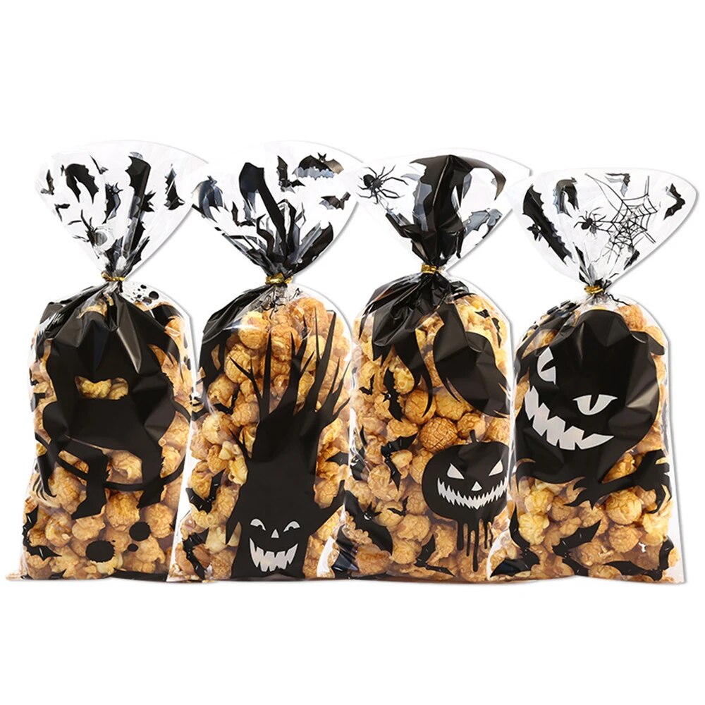 Sac Transparent Halloween Citrouille Crâne Araignée 50pcs