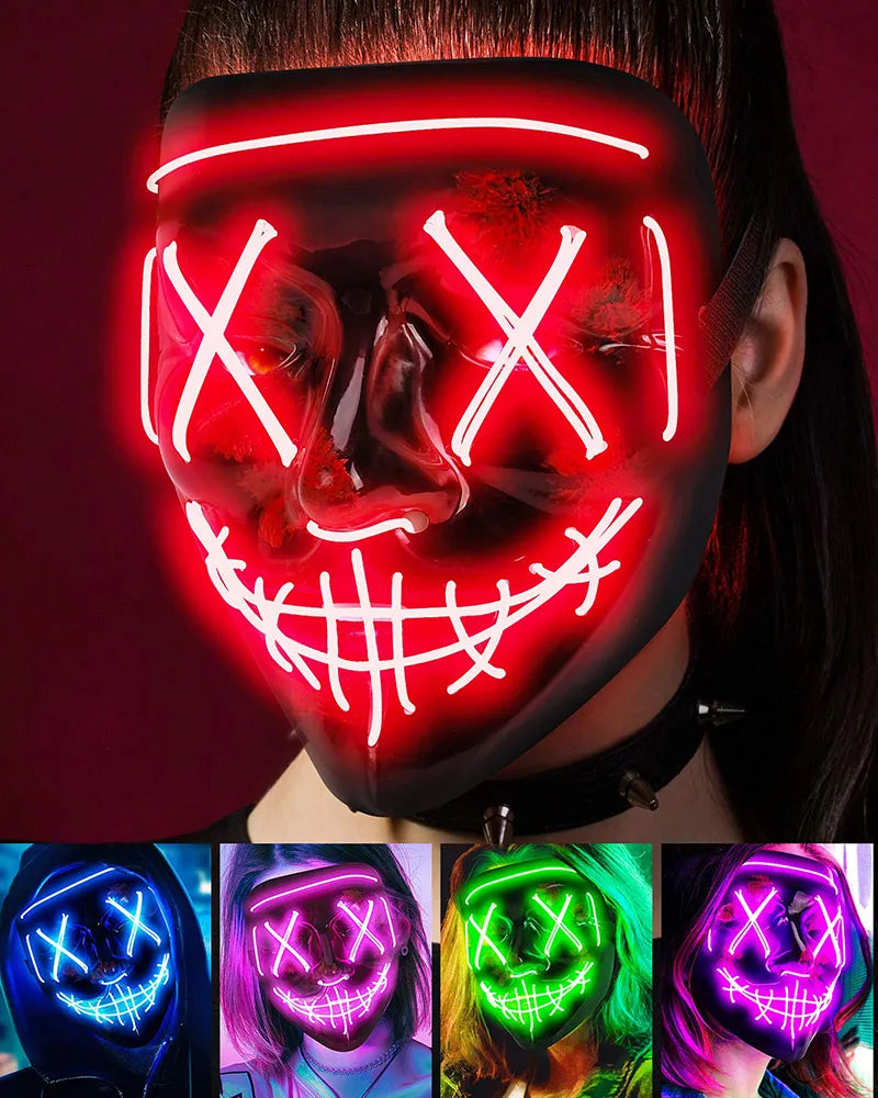 Masque LED sans fil Halloween Neon Purge : Éclairez la Nuit d'Halloween