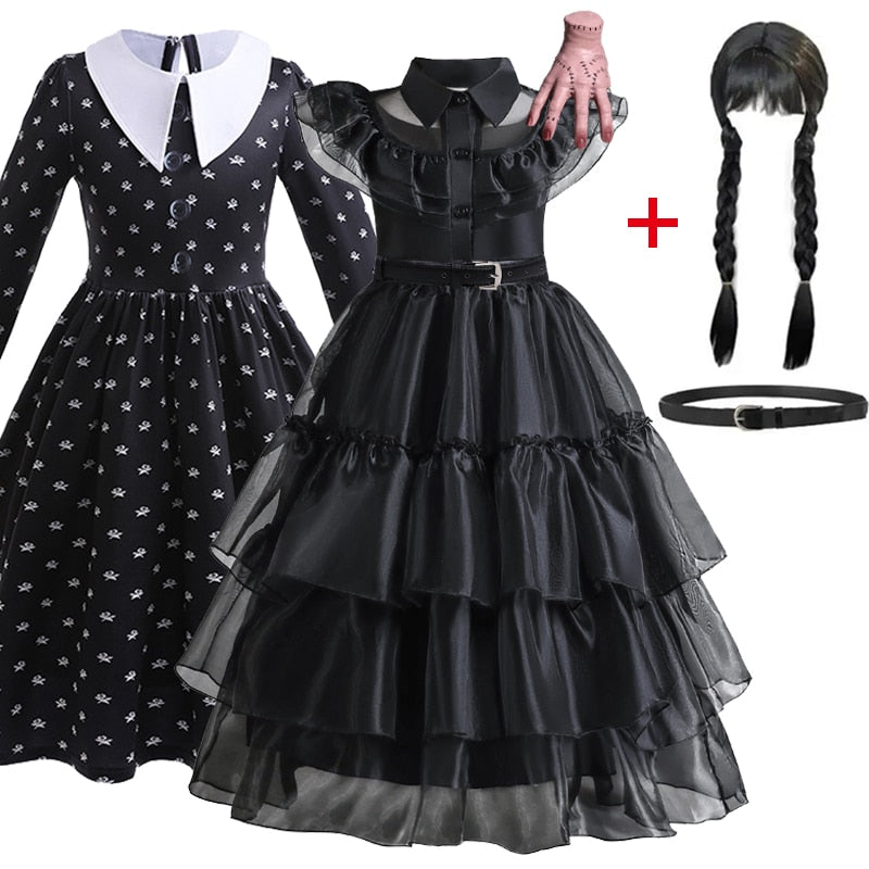 Costume de cosplay Mercredi Addams