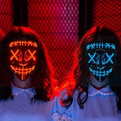 Masque LED sans fil Halloween Neon Purge : Éclairez la Nuit d'Halloween