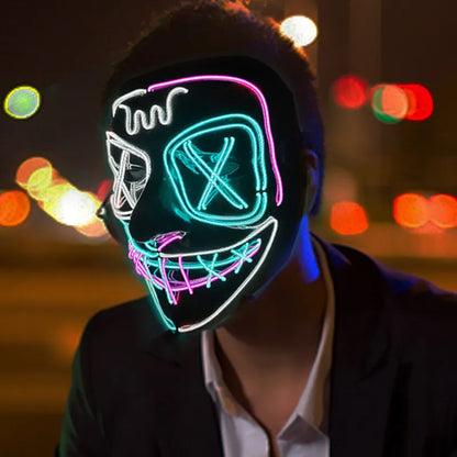 Masque LED sans fil Halloween Neon Purge : Éclairez la Nuit d'Halloween