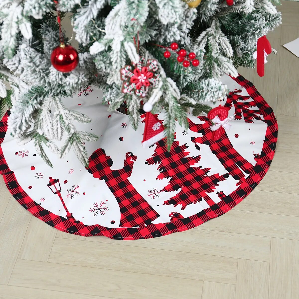 Jupe d’arbre de Noël Tapis de flocon de neige pour la décoration de maison Décoration d’arbre de Noël 90cm