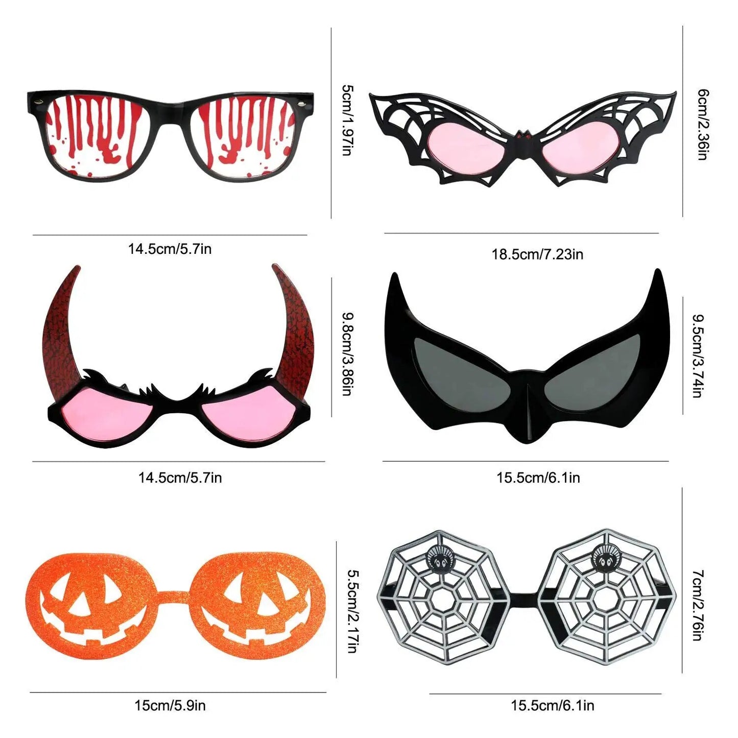 Lunettes d'Halloween Amusantes en forme de citrouille, araignée etc.